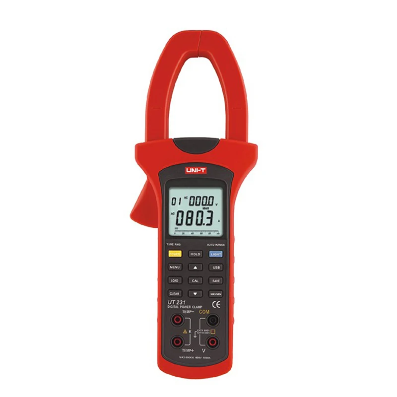 

UNI-T UT231 Single-phase 2-wire 600KW Power Current Clamp Meter True RMS Digital Factor Phase Angle USB Data Logging China