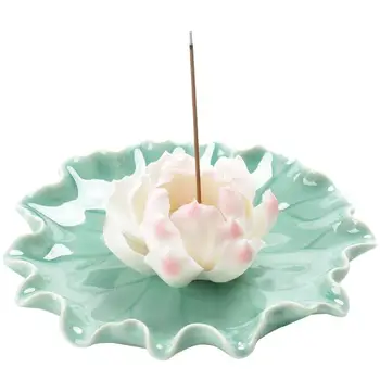 

Lotus Flower Traditional Ceramic Inserted Burner Incense Seat Porcelain Home Decor Aroma Stove Censer Backflow Incense Holder