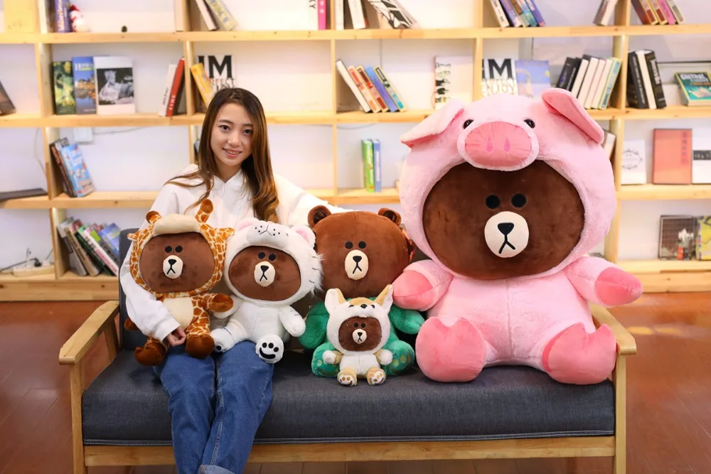 100 см коричневый медведь большие плюшевые игрушки огромный плюш аниме фигурка Корея медведь одежда динозавр/Жираф/Тигр костюм подарок для детей девушка