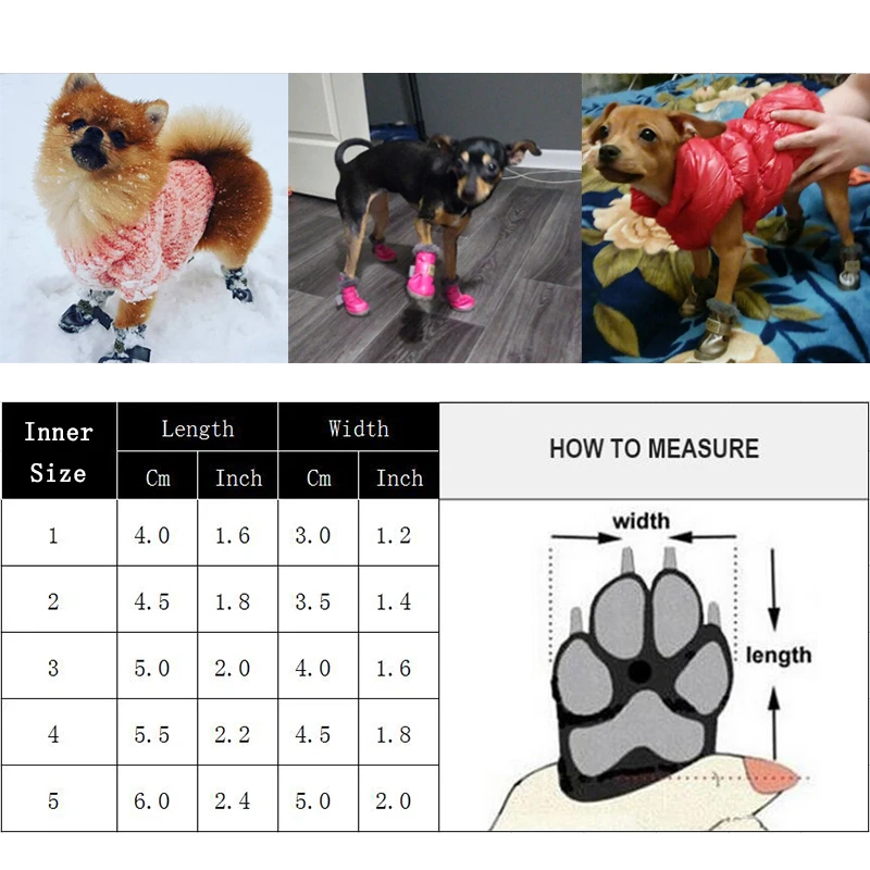 4 Pcs/sets Winter Pet Dog Shoes For Small Dogs Warm Leather Puppy Snow Boots Waterproof Chihuahua Pug Cat Products|Обувь для собак| |