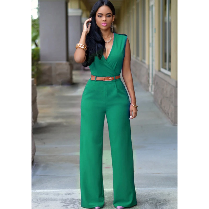 Элегантный женский комбинезон сексуальные комбинезоны без рукавов с v образным