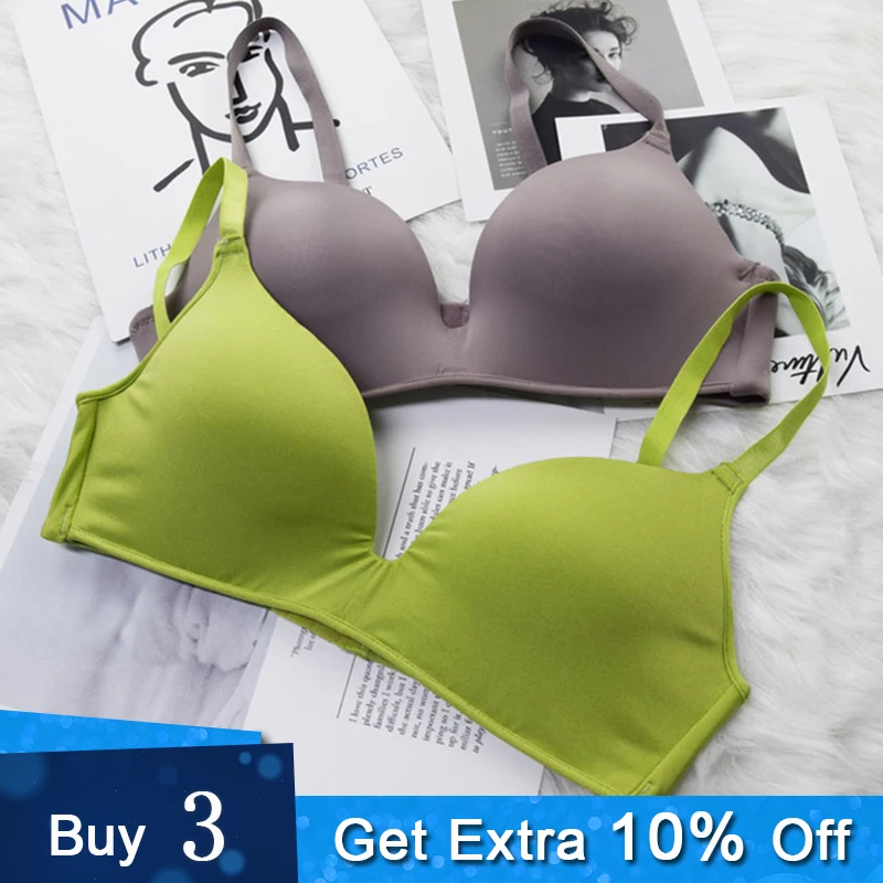 

Sexy Wire Free Bras for Women Seamless Deep V Bra Plunge Underwear Comfortable Brassiere