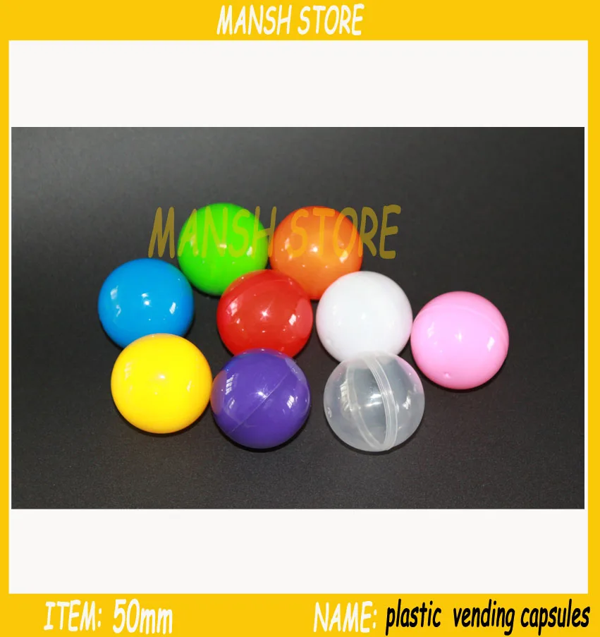 50 мм твердые цветные пластиковые игрушки капсулы для продажи пустые пластиковые игрушки мяч 100 шт./лот