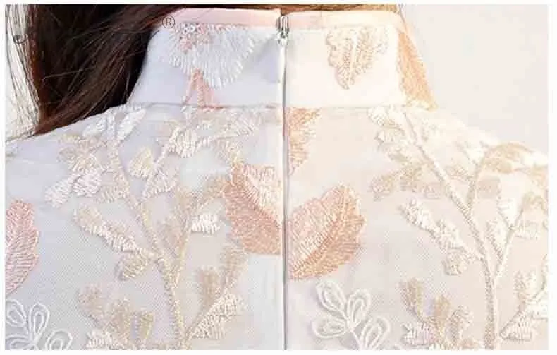 Современный новый кружево Длинные Cheongsam для женщин китайское платье Qipao Slim Fit светло голубой платья для халат Longue Femme Orientale пикантные Qi Pao