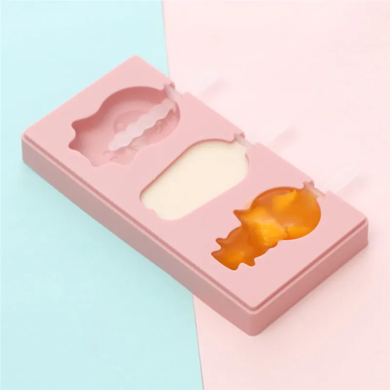 Covered Cartoon 3 Piece Ice Cream Ice Cube Mold Kitchen 2 Colors Multi-type Silicone Homemade Manual Diy Ice Cream Mold Home