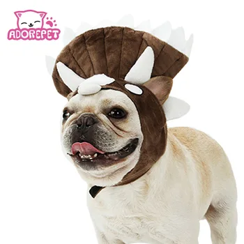 

Halloween Triceratops Dinosaur Party Costume Outfits For Bulldog Pugs Winter Warm Fleece Dog Funny Cat Pet Hat Cap