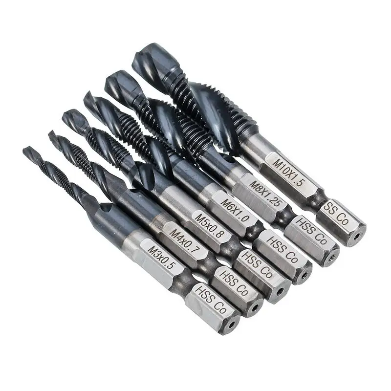 Fixmee-6pc-set-HRC89-M3-M10-Combination-Drill-Tap-Bit-Set-TiAlN-Coated-Deburr-Countersink-Bits