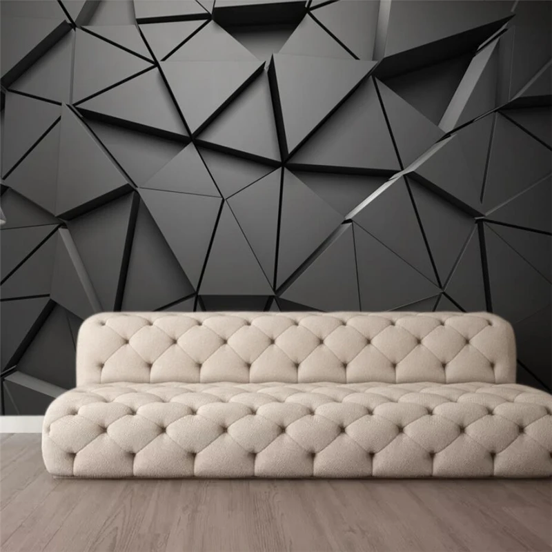 Beibehang papel دي parede خلفية مخصصة الأزياء 3d صورة جدارية ستيريو هندسية مجردة رمادي مثلثات خلفية خلفية