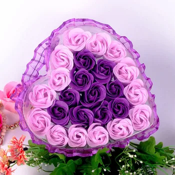 

24Pcs Rose Flower Soap Petal Bath Body Soap Heart Scented Christmas Gift Wedding Festival Decoration Gift Candy box Air fresh