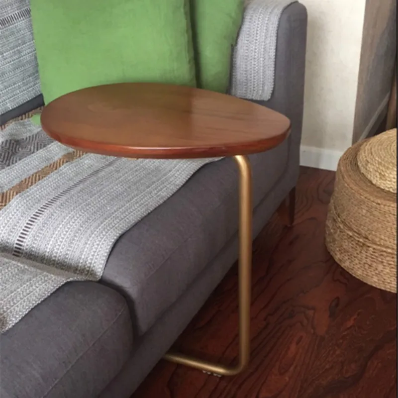 15% One Leg Creative oval small side table Mobile solid wood sofa corner coffee table lazy bedside reading table
