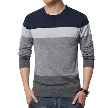 

Autumn New Arrival Sweater Men 2018 Casual Pullover Sweater Plus Size Striped Patchwork Pullover Men Slim Fit Knittwear Mens 4XL