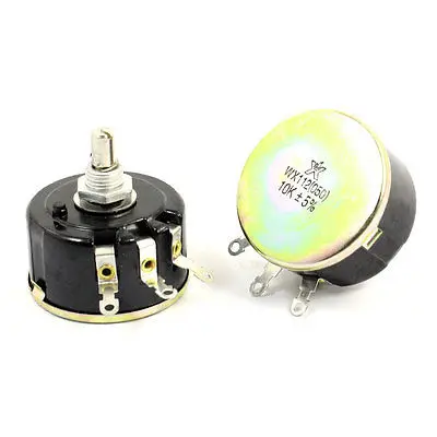 

2 Pieces WX112(050) 6mm  Shaft 3 Terminals Wire Wound Potentiometer 10K Ohm 5W