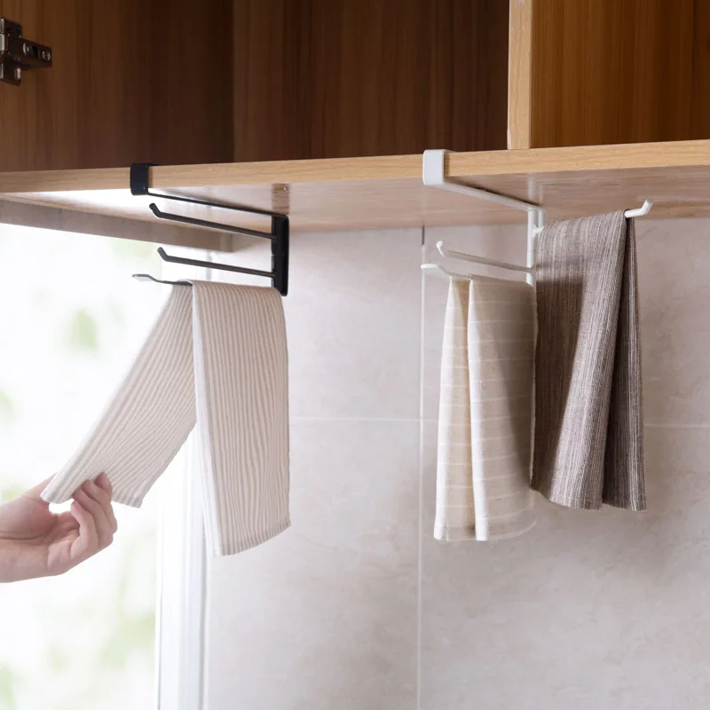 Rotating Rag Storage Rack Shelf Kitchen Cabinet Hanging Towel Rotating Rag Storage Rack Shelf Kitchen Cabinet Hanging Towel Organizer Bathroom Free Punching Bar Rod In Holders Racks