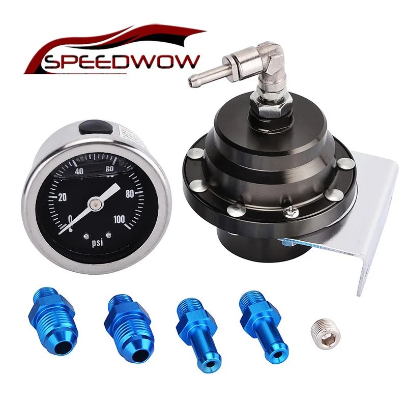 SPEEDWOW universal adjustable fuel pressure regulator with gauge