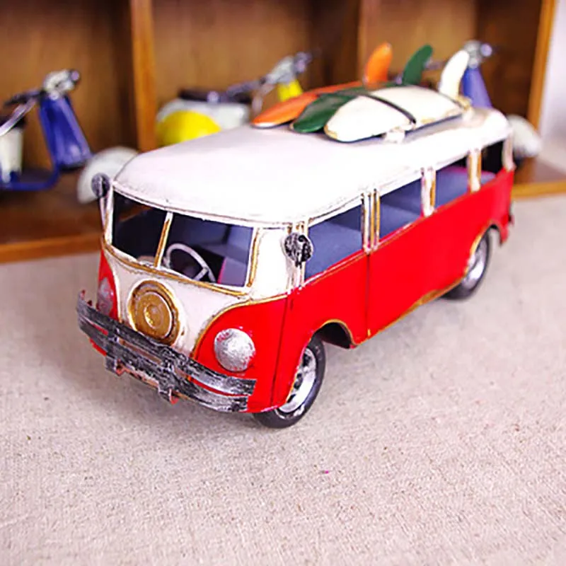 New 18.5cm Vintage Mini Car Model Toys Muiltcolor Bus Metal Classic Car