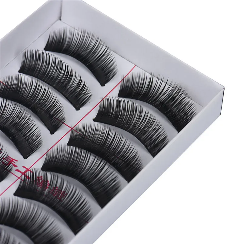

10Pairs Handmade Black Long Thick Cross Beauty Party Makeup Fake False Eyelashes X7245Down