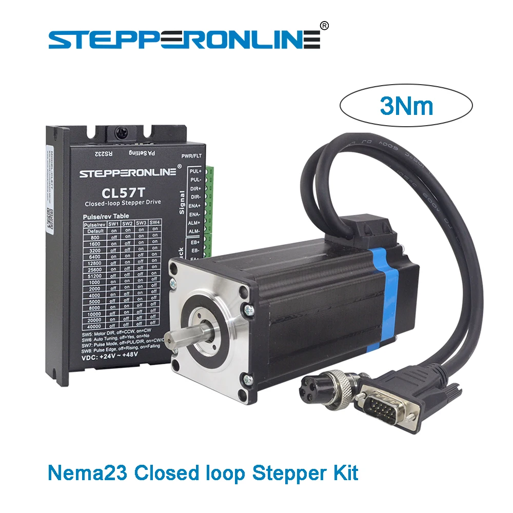 

Nema 23 3Nm Closed Loop Stepper Motor Kit Hybrid Servo Driver CL57T + Nema23 Stepper Servo Motor  2PCS Extension Cables
