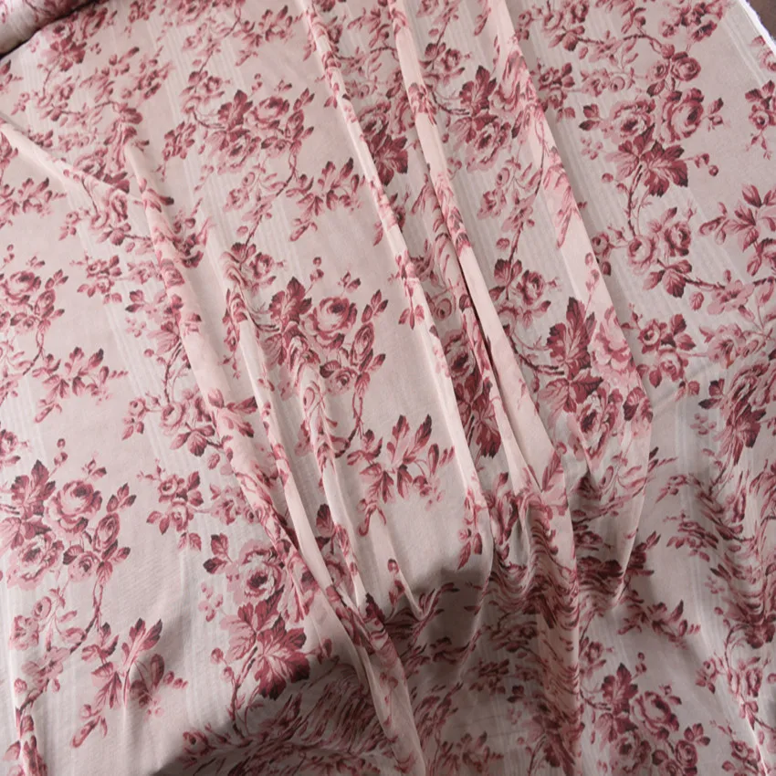 

140cm Width Small Flowers 100% Mulberry Silk Chiffon Fabric for Woman Summer Dresses Blouse Pants Sewing DIY-BF046