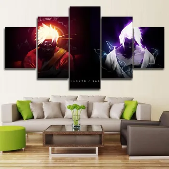 

New 5 Pieces Canvas Art Naruto VS Sasuke Anime Paintings on Canvas Wall Art Poster for Home/Living Room Decorations Wall Decor