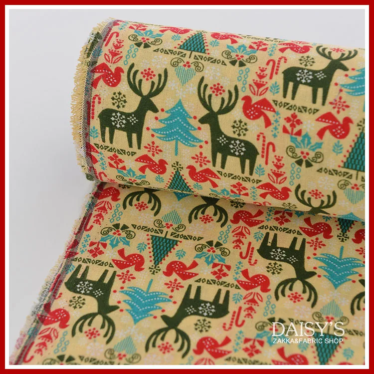 

D30 needlework the cloth fabric tissues knitted for sewing cachequilting fabrictelas patchwork lote linen Christmas 50*140cm