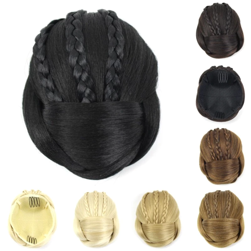 JOY&BEAUTY Synthetic Hair Piece Braided Chignon Clip In Hair Bun High Temperature Fiber Donut Hair Rollers 6 colors available
