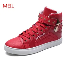 MEIL Men High Top Fashion Hip-hop Dance Shoes men Trainers PU leather Outdoor sneakers zapatos hombre Flats casual shoes men цена MEIL Men High Top Fashion Hip-hop Dance Shoes men Trainers PU leather Outdoor sneakers zapatos hombre Flats casual shoes men цены онлайн