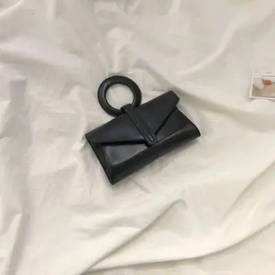 Модная роскошная дизайнерская сумка-конверт с верхней ручкой и кольцом из искусственной кожи, женская сумка-мессенджер с геометрическим рисунком, вечерняя сумочка-клатч - Цвет: Черный