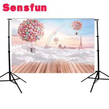 

Vinyl Photography Background Balloons Rainbow Blue Sky Pattern Photo Studio Backdrop for Children Kids Photocall 7x5ft
