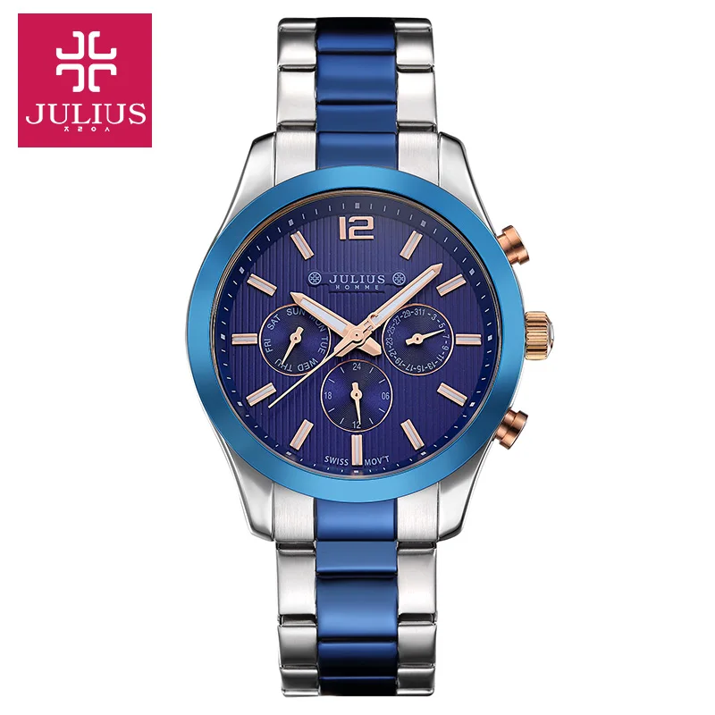 Julius Man Wrist Watch Quartz Hours Swis Mov Business Dress Bracelet Leather Function Boy Birthday Christmas