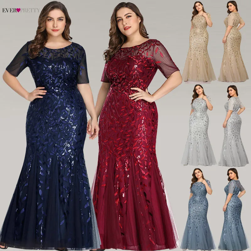 Arabic Little Mermaid Evening Dresses Long Ever Pretty Elegant O Neck Short Sleeve Sequined Gold Formal Party Gown Robe Longue Arabic Little Mermaid Evening Dresses Long Ever Pretty Elegant O Neck Short Sleeve Sequined Gold Formal Party Gown Robe Longue
