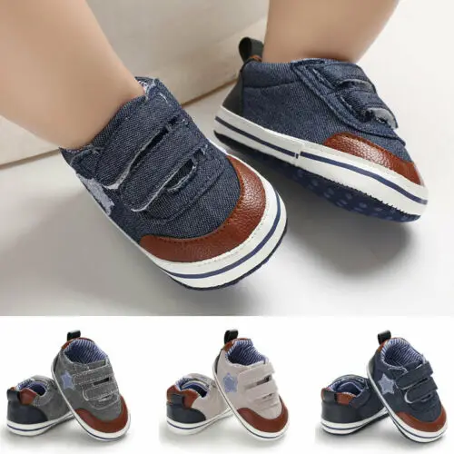 

Newborn Baby Boy Girl Crib Pram Shoes Prewalker Soft Sole Slippers Trainers 0-18