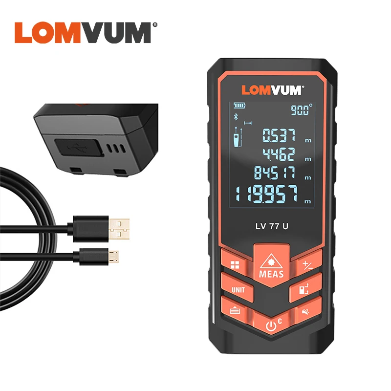 Online LOMVUM USB Lade 77U Haltegriff Trena Laser Range Finder Digitale Laser Abstand Meter Elektrische Band Mess Werkzeuge 40 M 120 M