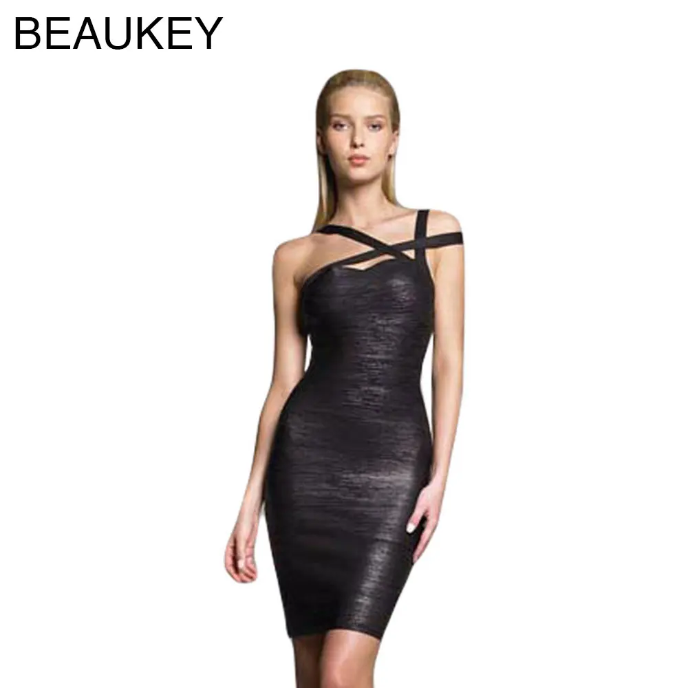 Металлический черный крест спагетти ремень сексуальное женское облегающее Бандажное платье Короткие модельные платья автомобиля