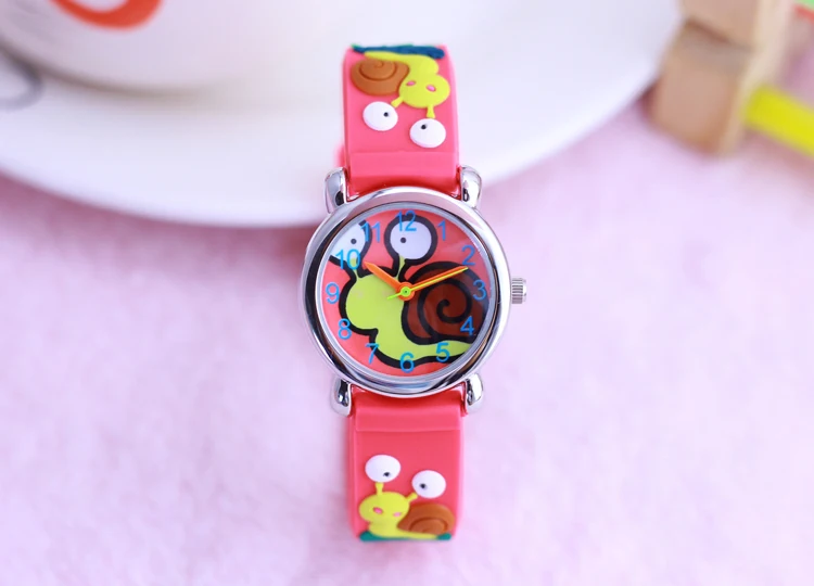 Children's cartoon quartz watch kid cute snail 3D cha
