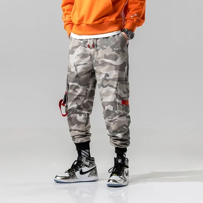 Light Yellow Camo Для мужчин уличной моды Для мужчин s Камуфляж Jogger брюки молодежи Повседневное весенние ботильоны Banded Pants бренд загрузки вырезать хлопок брюки 5XL - Цвет: Light Yellow Camo