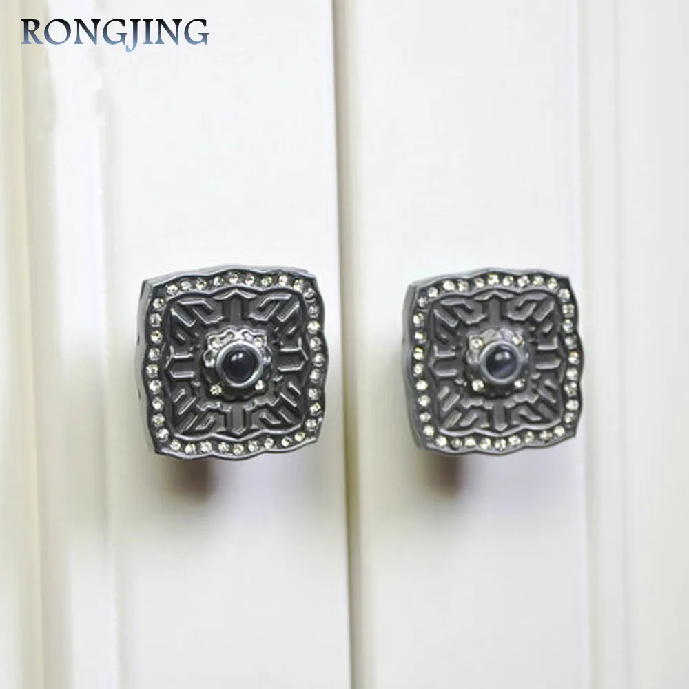 

96mm/128mm Antique Palace Cabinet Drawer Handles With Crystal Kitchen Cabinet Handle Knobs Vintage Cupboard Closet Pulls Bars