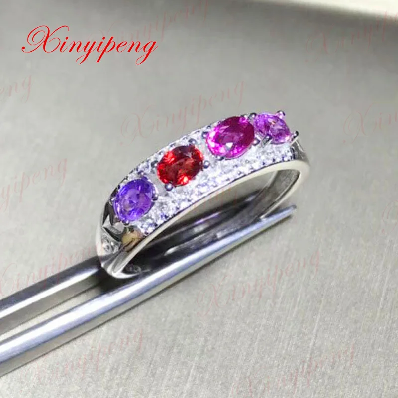 

Серебряное кольцо Xin yi peng 925 с сапфиром натурального цвета, Женское кольцо, Подарок на юбилей.