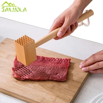 

Two-headed Wood Meat Tenderizer Hammer Chicken Poultry BBQ Tenderizer Beef Pork Mallet