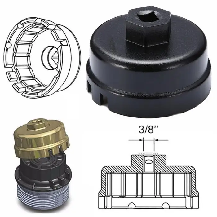 1 Pcs 64mm 14 Flute Oil Filter Cap Wrench Remover Tool For Toyota Sequoia Lexus GHS99