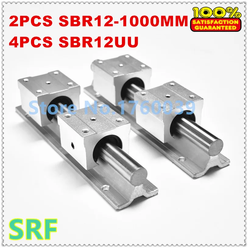 

High quality 2pcs 12mm linear rail SBR12 L1000mm support round guide rail + 4pcs SBR12UU slide block for cnc