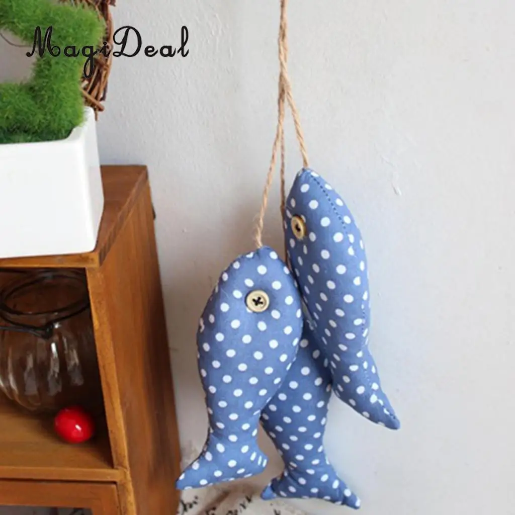 6x Mediterranean Style Hanging Cotton Fish for Seaside Lodge Home Party Restaurant Decoration