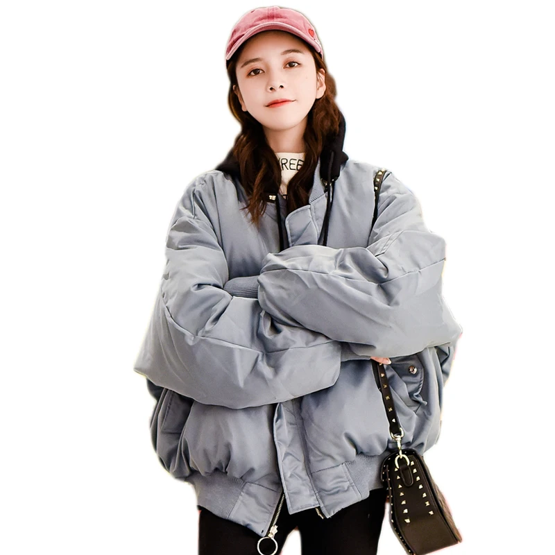 

Hooded Women's Winter Parkas Double Sided Wear Women's cotton coat Oversized women Bomber Jacket Basic Coat Loosen Outerwear