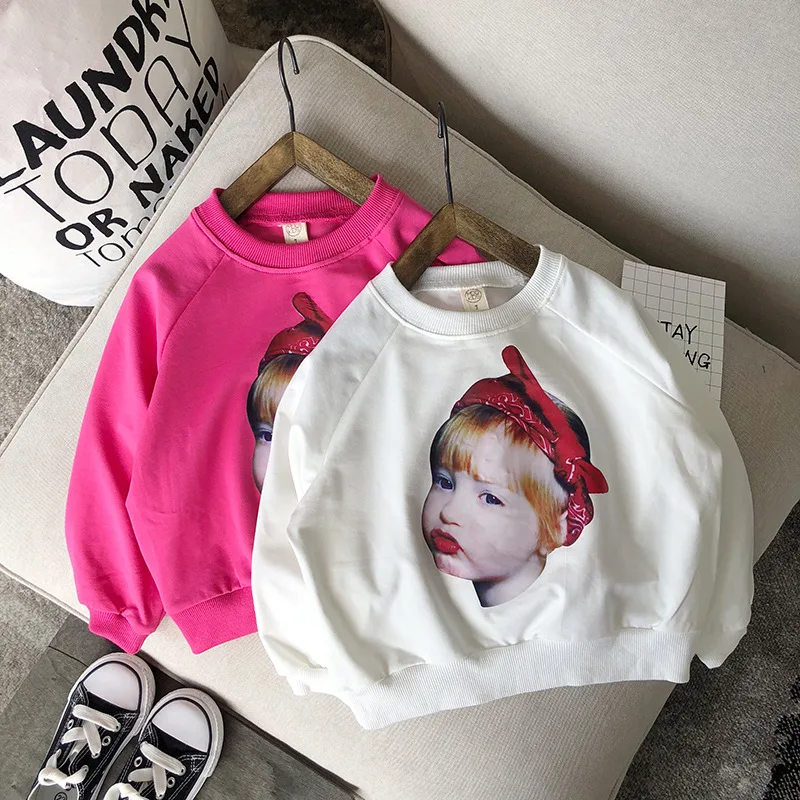 

2018 New Autumn Item Girl Long Sleeve Cute Print Girl Top Two Colors