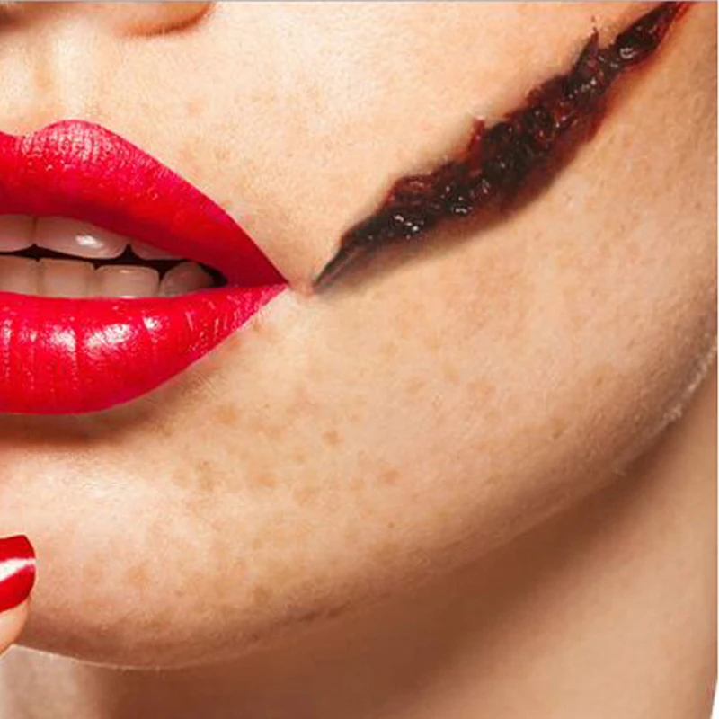 Halloween Stickers Waterproof Temporary Blood Letter Tattoo Terror Wound Realistic Blood Injury Scar Fake Tattoo Stickers