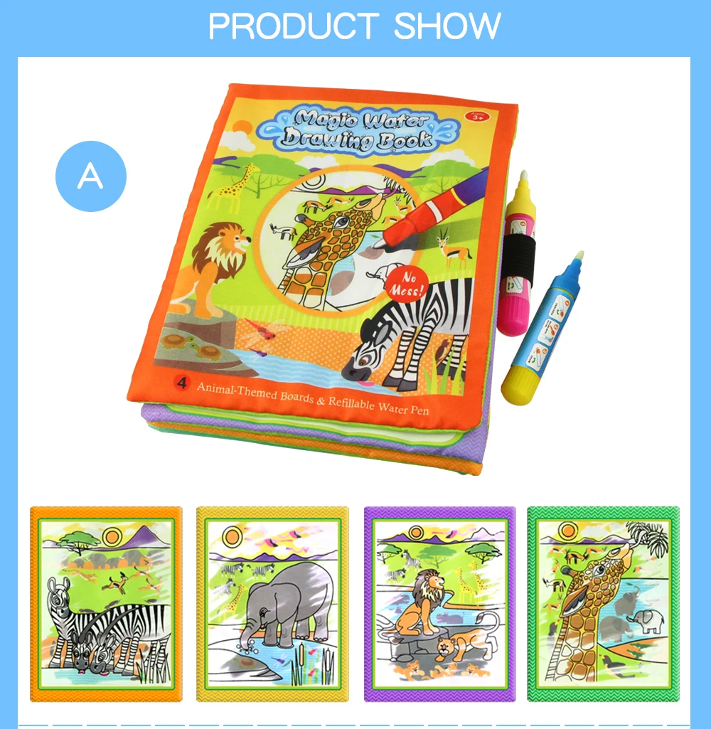 4 стиля Волшебная Вода Рисование книги с цветными ручками живопись доска для рисования детей игрушки подарок на день рождения