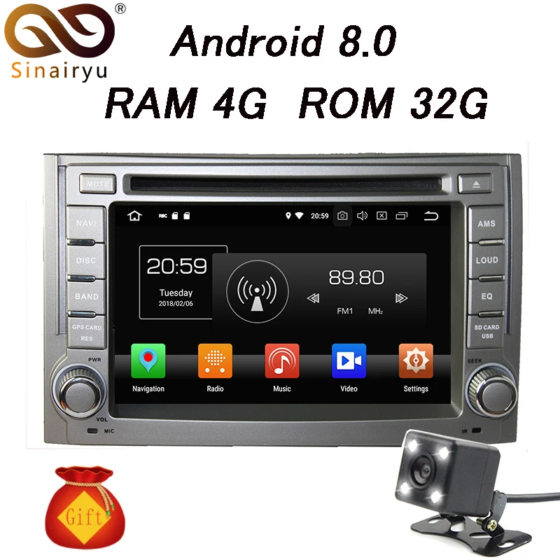 

Sinairyu 4GB RAM Android 8.0 Octa Core Car DVD GPS Navi for Hyundai H1 Grand Starex 2007 2008 2009 2010 2011 2012 2013 2014 2015