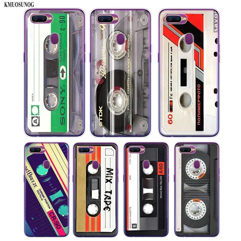

Transparent Soft Silicone Phone Case Classical Old Cassette Printing for OPPO F5 F7 A5 Realme 2 A7 R9S R15 R17 Cover