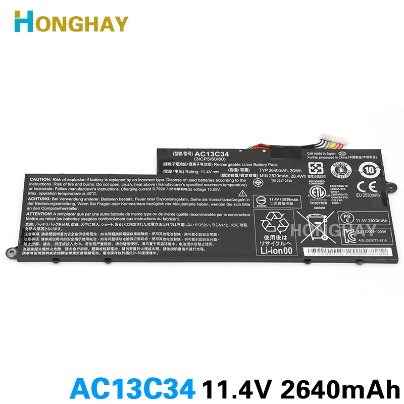 Najtaniej Honghay AC13C34 nowy oryginalny laptop bateria do ACER Aspire V5 122P ICP5 60 80 V5 132 E3 112 V5 122 apartments 11.4V 30wh 2640mah