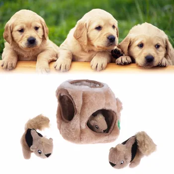 

Pet Gog Cat Toys Squeaky Three Squirrel Hide Plush Squeak Toy Puzzle Dogs Outward Hound Interactive toy Pets Supplies C42