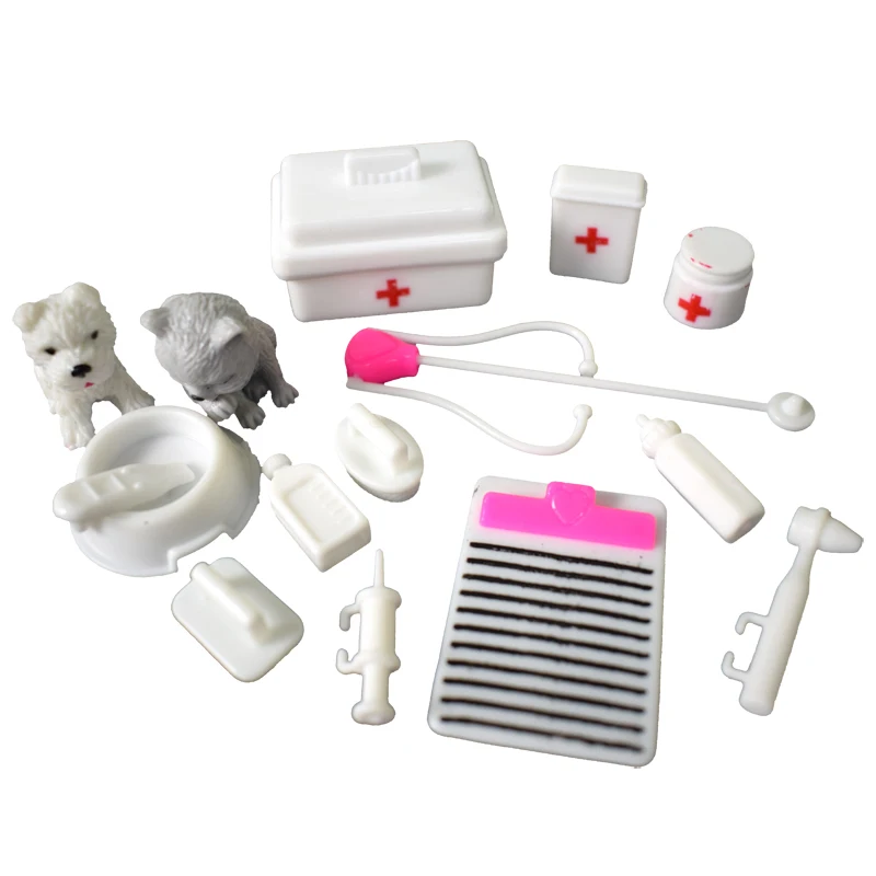 

15 Pcs/Set Pet Doctor Doll Toys Instruments Accessories Play House Medical Kit Toys Children Gifts for 12 Inch Doll Accessories